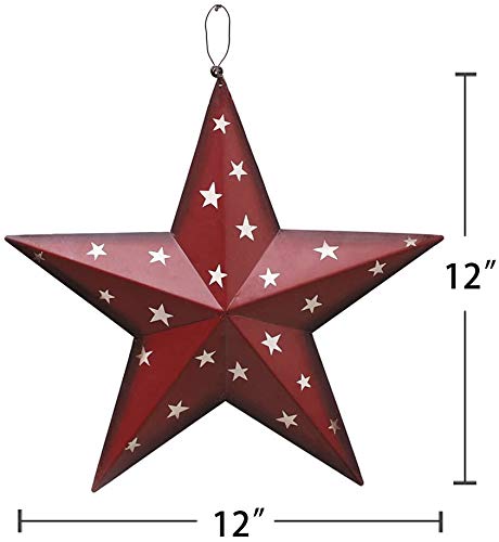 Metal Star Wall Decor American Patriotic 3D Barn Stars Set of 3 Wall Art Decor