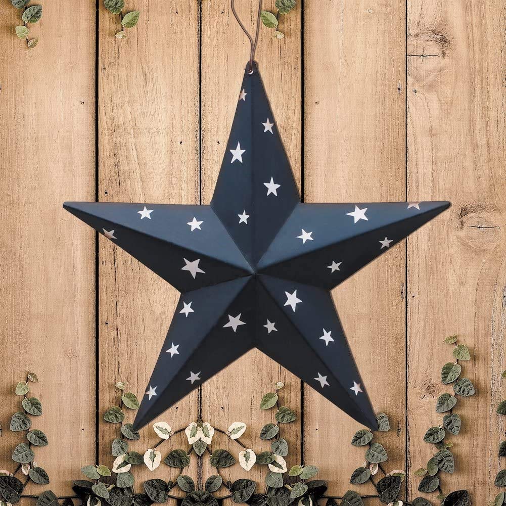 Metal Star Wall Decor American Patriotic 3D Barn Stars Set of 3 Wall Art Decor