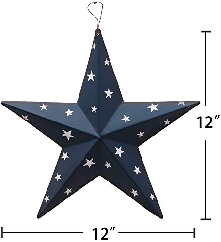 Metal Star Wall Decor American Patriotic 3D Barn Stars Set of 3 Wall Art Decor