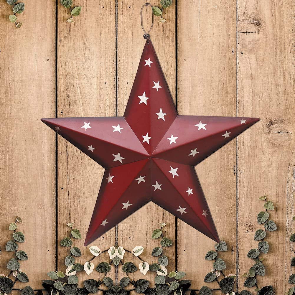 Metal Star Wall Decor American Patriotic 3D Barn Stars Set of 3 Wall Art Decor